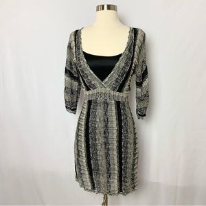 International Concepts Size M Metallic Black Slip Lined Open Knit Dress
